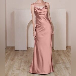 Revelry Skye Satin Bridesmaid Dress in Desert Rose